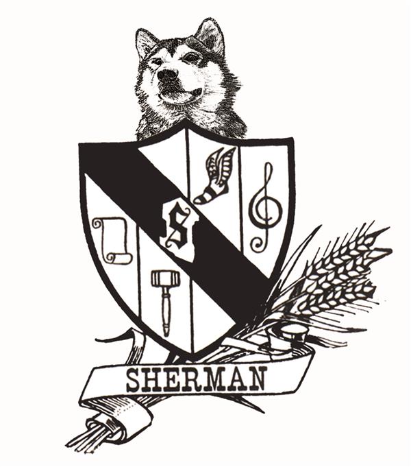 Sherman Huskies with crest logo